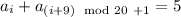 a_i+a_{(i+9)\mod20~+1}=5