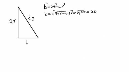 3. Один и катетов прямоугольного треугольника равен 21 см, а гипотенуза равна 29 см. Найдите другой