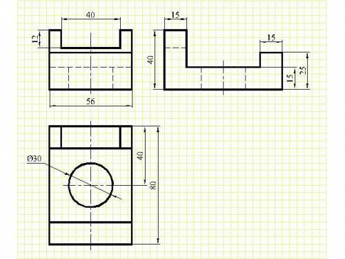 Надо начертить в трёх проекциях две фигуры ( вид сверху, сбоку и Главный вид )