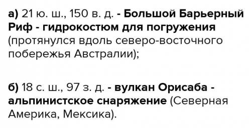 3. Представьте, что вы собираетесь в путешествие на географические объекты со следующими координатам