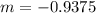 m = - 0.9375