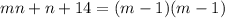 mn + n + 14 = (m-1)(m-1)