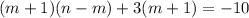 (m+1)(n-m) +3(m + 1)= -10