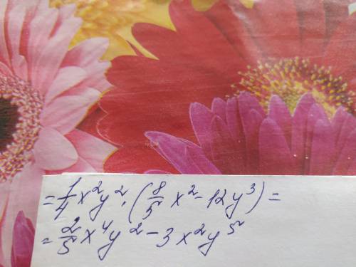 Виконати множення: 1/4х2у2(1,6х2-12у3)