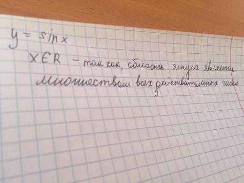 Область визначення функції y=sin x