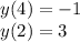 y(4) = - 1 \\ y(2) = 3 \: \: \: