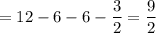 \displaystyle =12-6-6-\frac{3}{2}=\frac{9}{2}