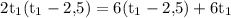 $\rm 2t_1(t_1-2{,}5)=6(t_1-2{,}5)+6t_1