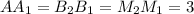 AA_1=B_2B_1=M_2M_1=3