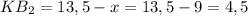 KB_2=13,5-x=13,5-9=4,5