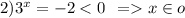 2) {3}^{x} = - 2 < 0 \: \: = x \in \cancel{o}