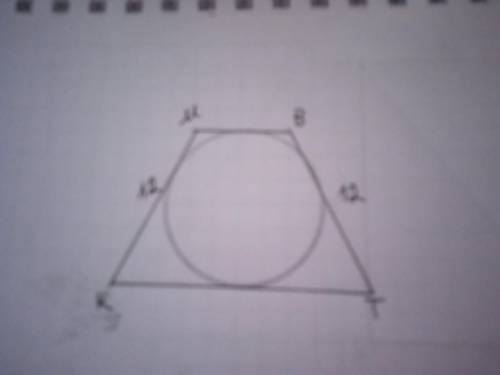 Бічна сторона рівнобічноï трапеції, в яку можна вписати коло, дорiвнює 12 см. Знайти периметр трапец
