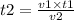 t2 = \frac{v1 \times t1}{v2}