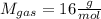 M_{gas}=16\frac{g}{mol}