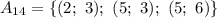 A_{14}=\{(2;\ 3);\ (5;\ 3);\ (5;\ 6)\}