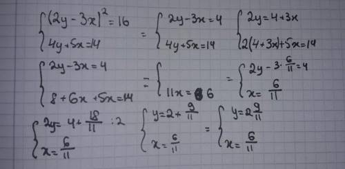 1)Система 3y-x=4 x^2-4xy-2y^2=3 2)система 4y^2-12xy+9x^2=16 4y+5x=14