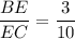 \dfrac{BE}{EC}=\dfrac{3}{10}