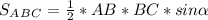 S_A_B_C=\frac{1}{2} *AB*BC*sin\alpha