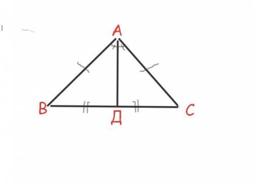 5. AD – медіана рівнобедреного АВС з основою ВС. Чому дорівнює ВАС, якщо, САD=20 a)10 в) 40°; г) 80