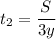 \displaystyle t_2=\frac{S}{3y}