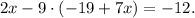 2x-9\cdot(-19+7x)=-12.