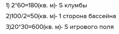 3. а) Рассмотри ландшафтную карту парка. Вычисли по рисунку: площадь клумбы; стороны бассейна; площа