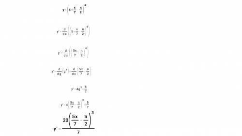 Найти производную y=(5x/7- п/2)^4