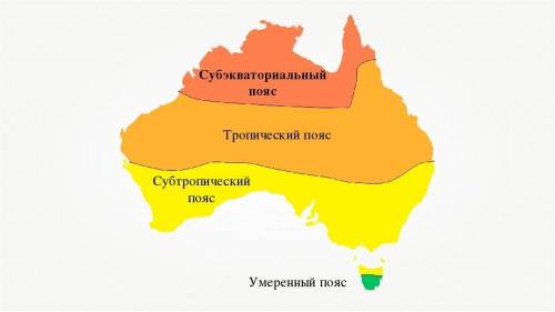 Позначте наконтурній карті межі географічних поясів, у яких розташований материк Австралія. До ітьПл