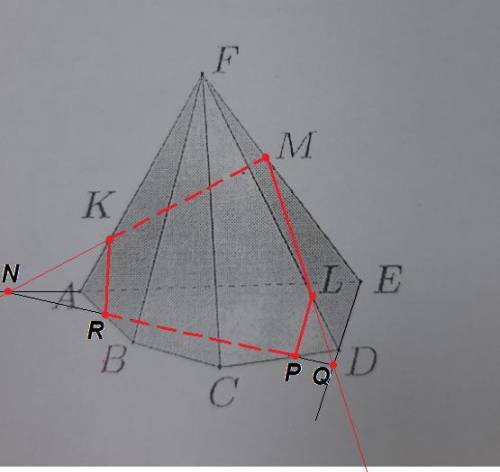 Постройте сечение многогранника плоскостью, проходящей через точки K,M и L. опишите кратко построени