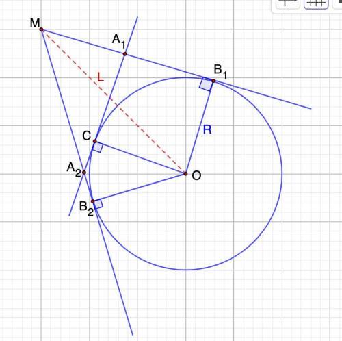 за решение задачи по геометрии! К окружности радиусом R из точки M, находящейся на расстоянии L от е
