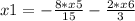 x1=-\frac{8*x5}{15}-\frac{2*x6}{3}