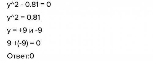 Найди сумму корней уравнения y²-0, 81=0