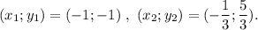 (x_1;y_1)=(-1;-1)~,~(x_2;y_2)=(-\dfrac{1}{3} ;\dfrac{5}{3} ).