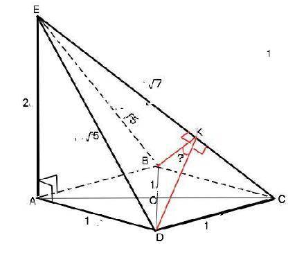 Abcd - ромб с острым углом а - 60°в точке a проведен перпендикуляр к плоскости ромба ae длиной равно