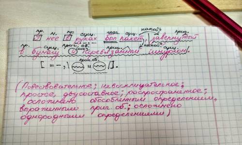 Унее в руках был пакет, завёрнутый в бумагу и перевязанный шнурком. разобрать по составу, объяснить 