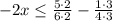 -2x \leq \frac{5\cdot2}{6\cdot2} -\frac{1\cdot3}{4\cdot3}