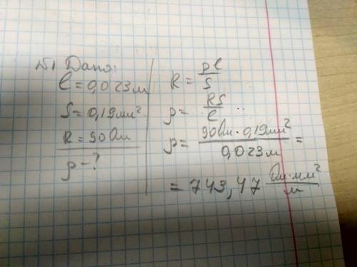 Чему равно удельное сопротивление материала, из которого сделана проволока длиной 0,023 м, если её п