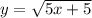 y=\sqrt{5x+5}