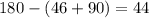 180 - (46 + 90) = 44 