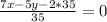 \frac{7x-5y-2*35}{35}=0