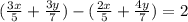 (\frac{3x}{5}+\frac{3y}{7})-(\frac{2x}{5}+\frac{4y}{7})=2