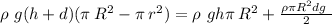 \rho\ g(h + d)(\pi\: R^{2} - \pi \: r ^{2} ) = \rho\ gh\pi\: R^{2} + \frac{ \rho \pi R^{2} dg \ }{2} 