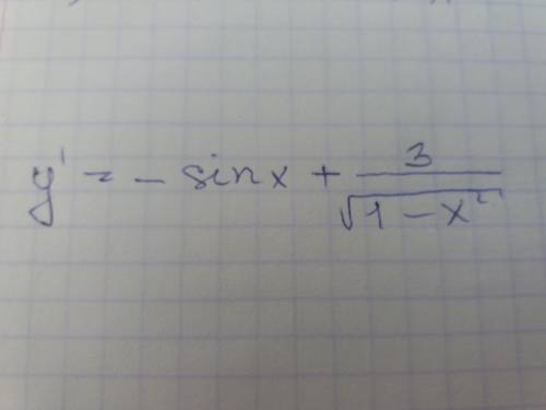 Найдите производную функции y=cos x + 3 arcsin x