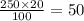  \frac{250 \times 20}{100} = 50