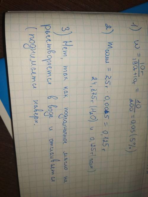 1. для приготовления раствора поместили 10 г поваренной соли в 190 г воды. найдите массовую долю сол