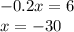  - 0.2x= 6 \\ x = - 30