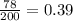  \frac{78}{200} = 0.39