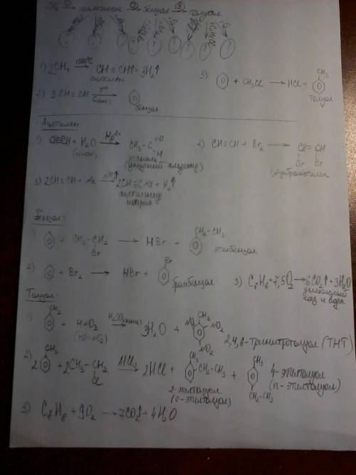 Решить реакцию по , много ​. и в конце где толуол ещё одна стрелочка ( о2)