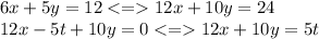 6x+5y=12<=12x+10y=24\\12x-5t+10y=0<=12x+10y=5t