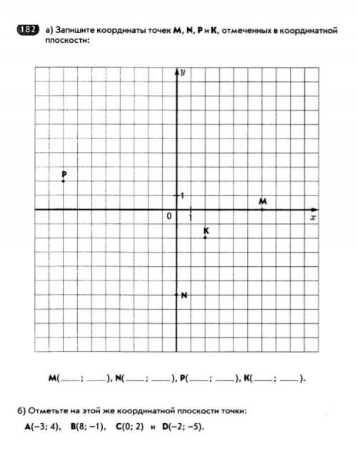 Запишите координаты точек m n k p отмеченных в координатной плоскости
